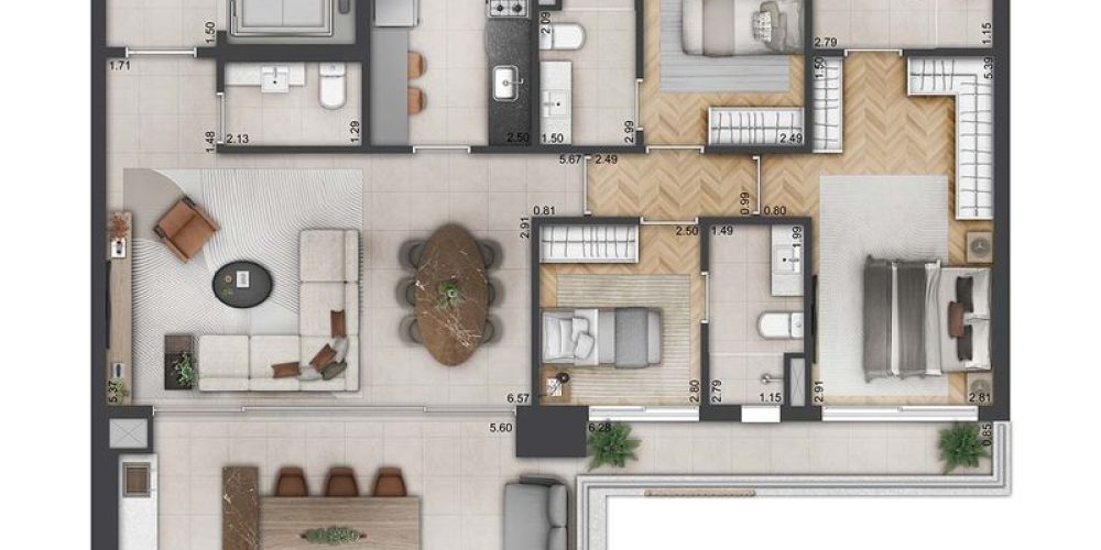 162m² 3 suítes