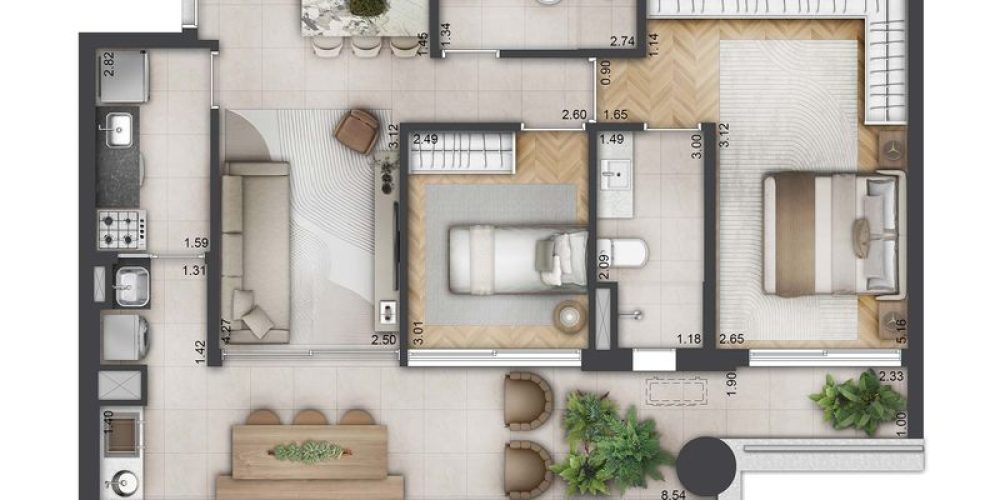 84m² 1 Suíte