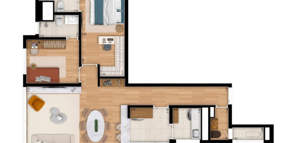 88m² Tipo C 2 Suítes