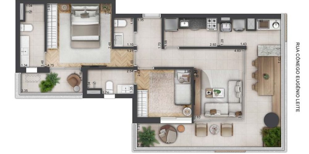 92m² 2 Suítes