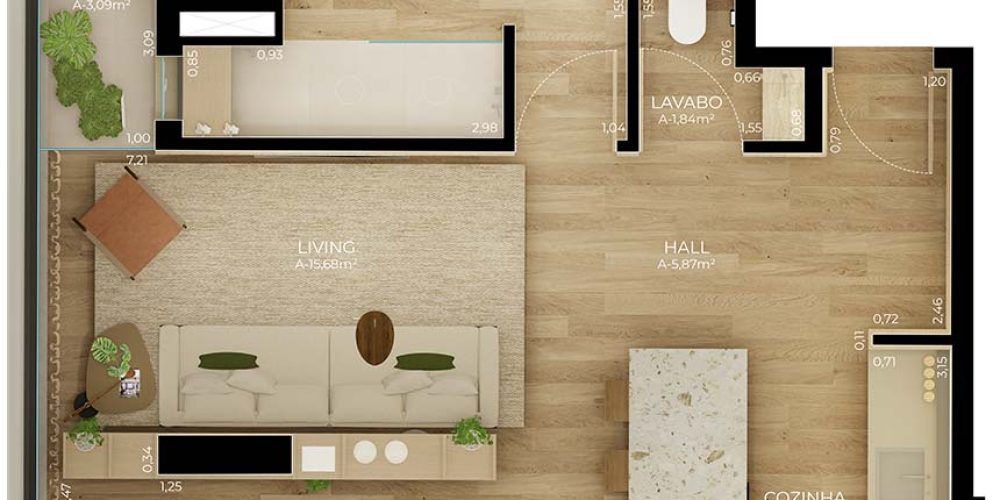 98m² 1 Suíte
